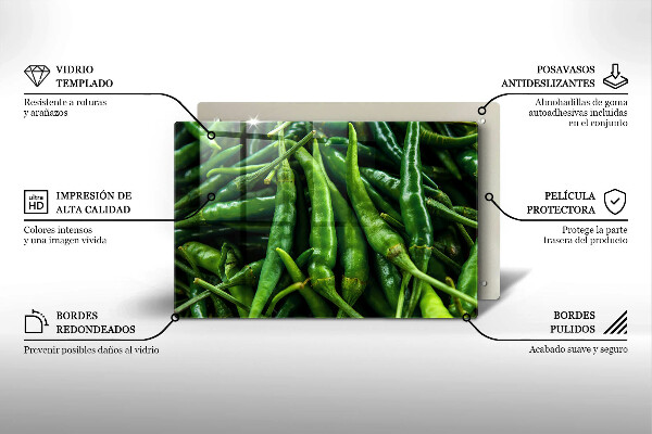 Chopping board glass Pods peas