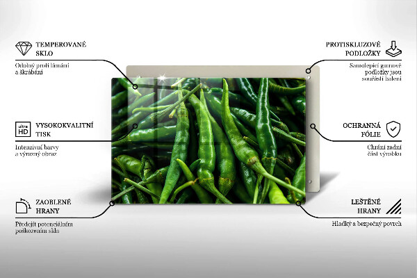 Chopping board glass Pods peas