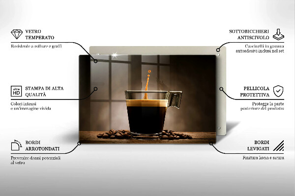 Chopping board glass Glass and coffee beans