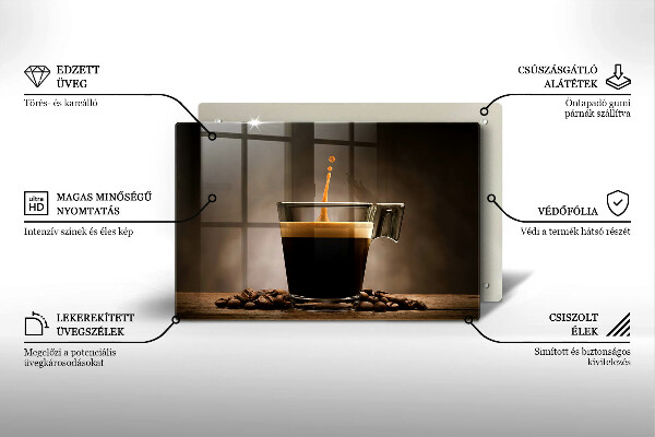 Chopping board glass Glass and coffee beans