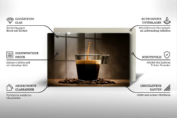 Chopping board glass Glass and coffee beans