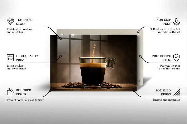 Chopping board glass Glass and coffee beans