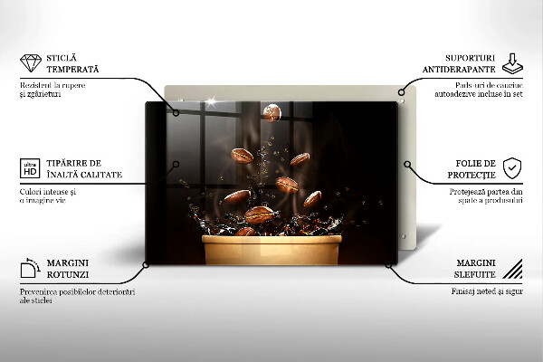 Chopping board glass Hot coffee beans