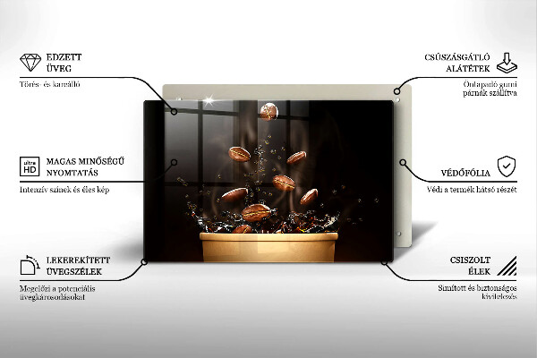 Chopping board glass Hot coffee beans
