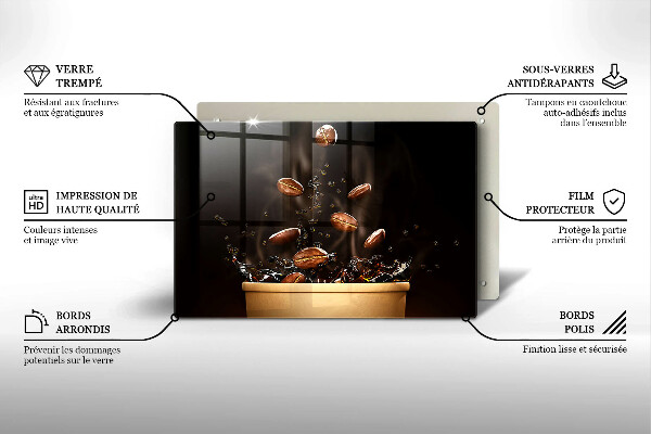 Chopping board glass Hot coffee beans
