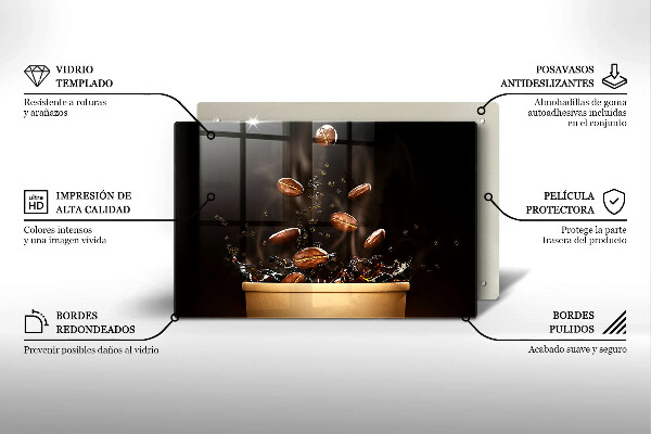 Chopping board glass Hot coffee beans