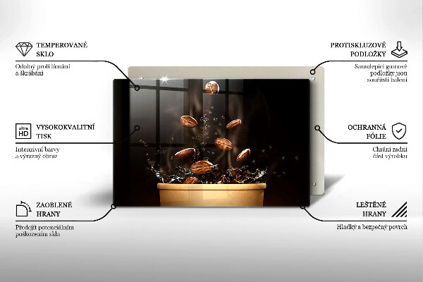 Chopping board glass Hot coffee beans