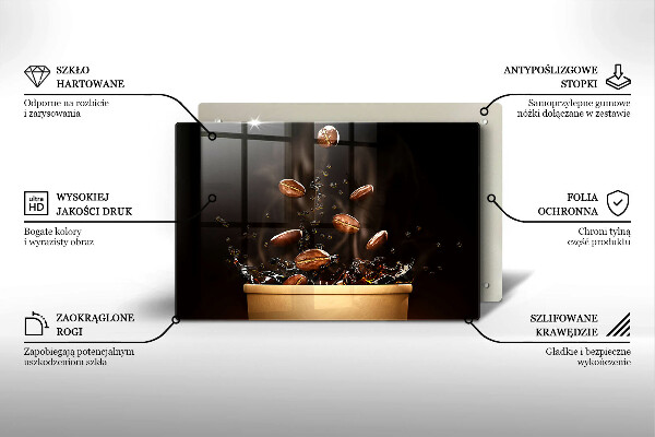 Chopping board glass Hot coffee beans