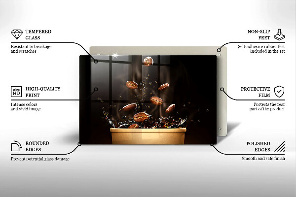 Chopping board glass Hot coffee beans