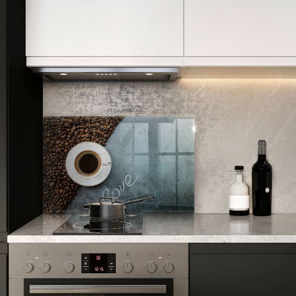 Chopping board glass Coffee beans and cup