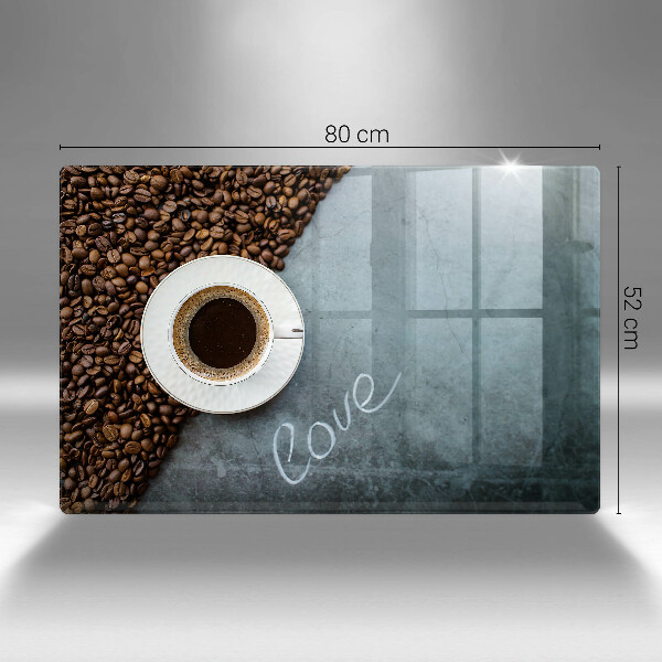 Chopping board glass Coffee beans and cup