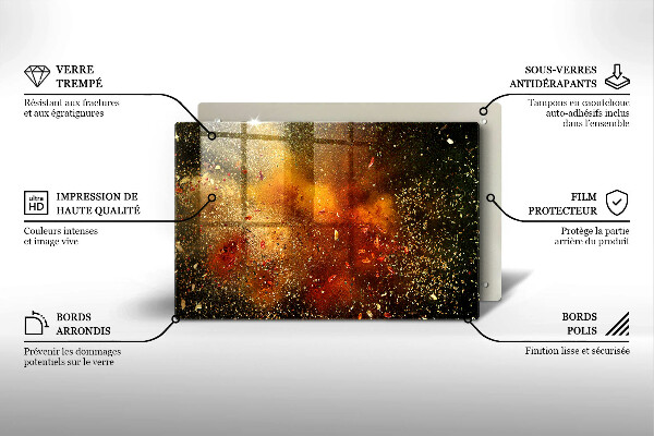 Chopping board glass Colorful spices