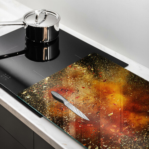 Chopping board glass Colorful spices