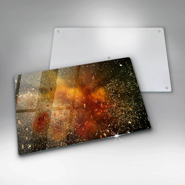 Chopping board glass Colorful spices