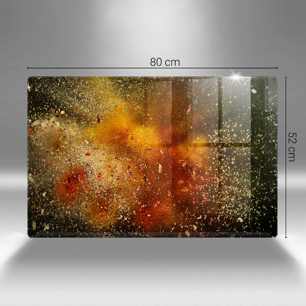 Chopping board glass Colorful spices