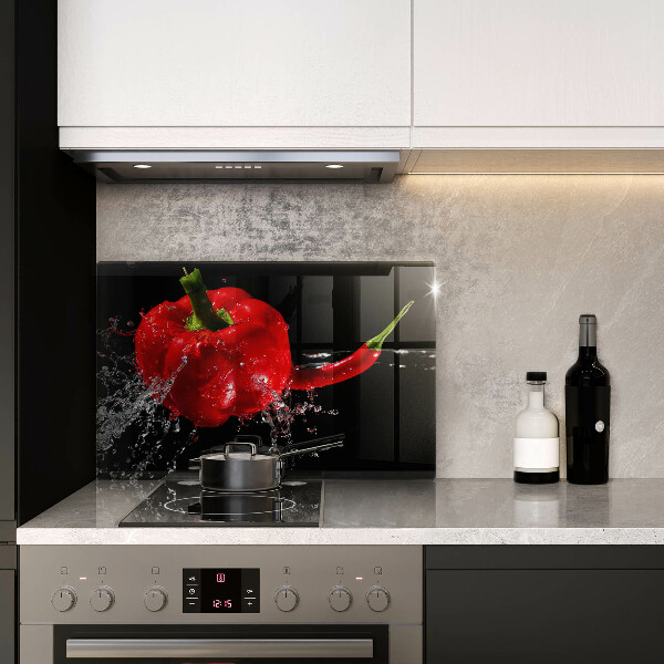 Cutting board Red peppers in water