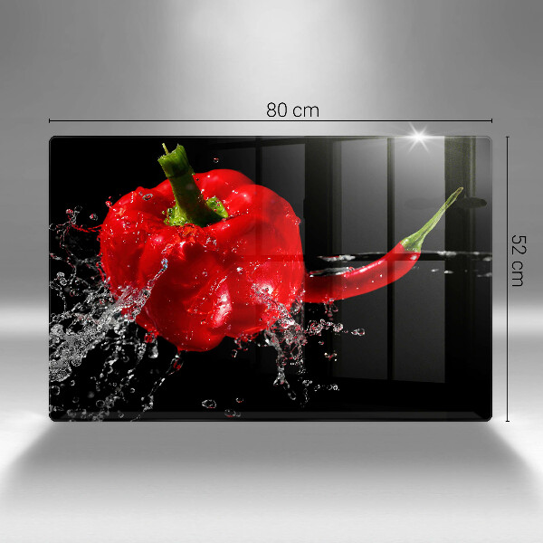 Cutting board Red peppers in water