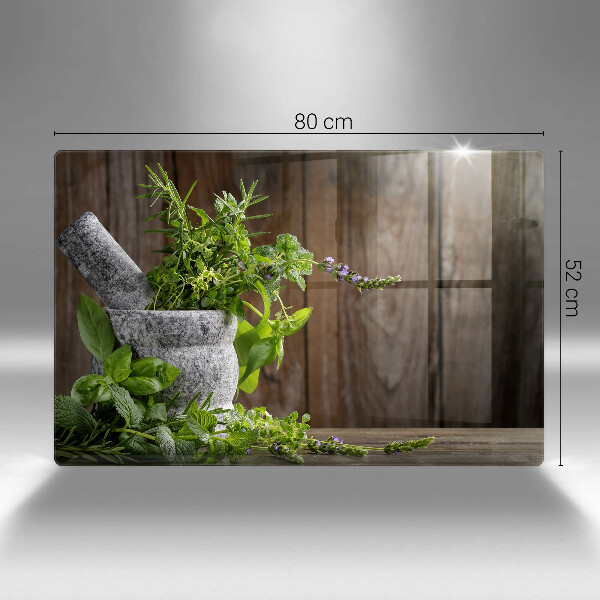 Cutting board Herbs plants and wood