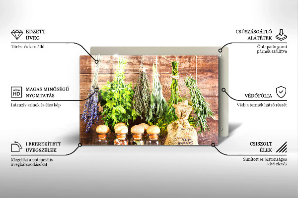 Cutting board Herbs spices and wood