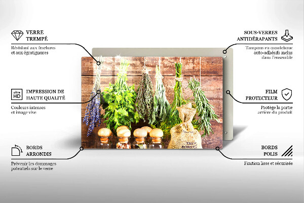 Cutting board Herbs spices and wood