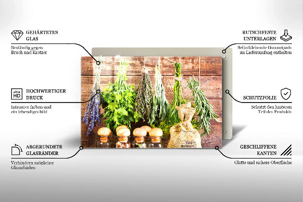 Cutting board Herbs spices and wood