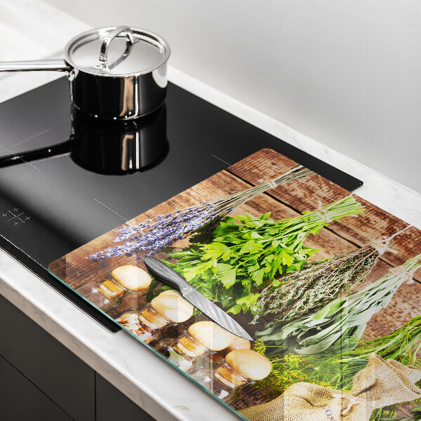 Cutting board Herbs spices and wood