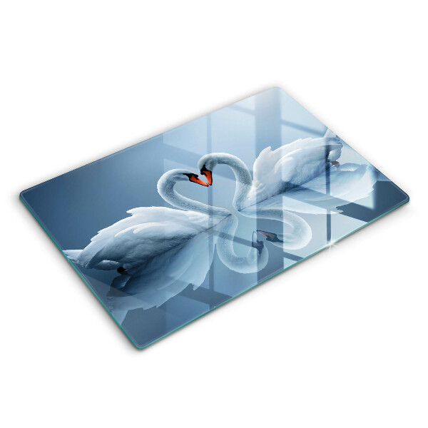 Cutting board Two swans heart