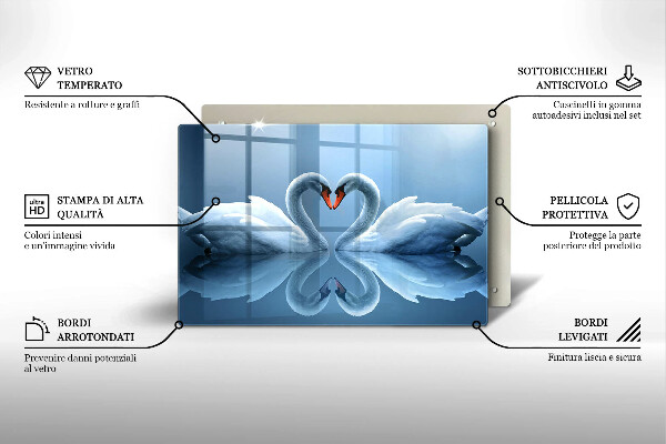 Cutting board Two swans heart