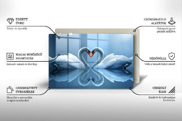 Cutting board Two swans heart