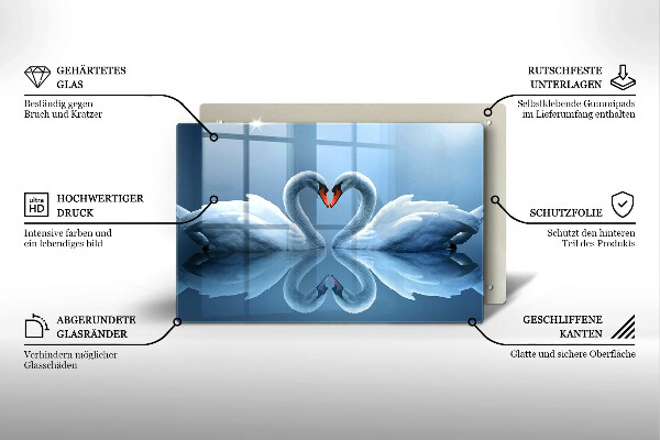 Cutting board Two swans heart