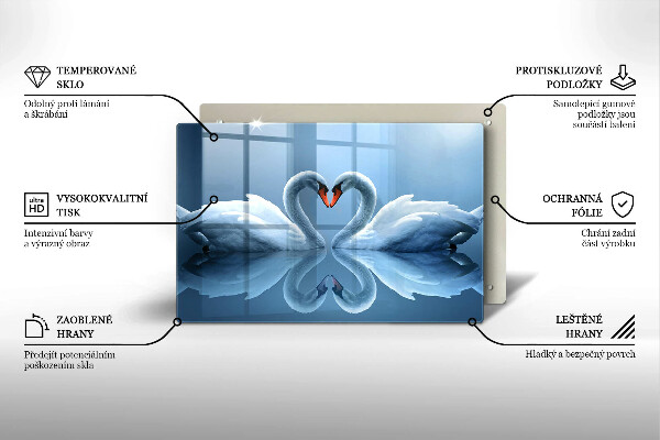 Cutting board Two swans heart