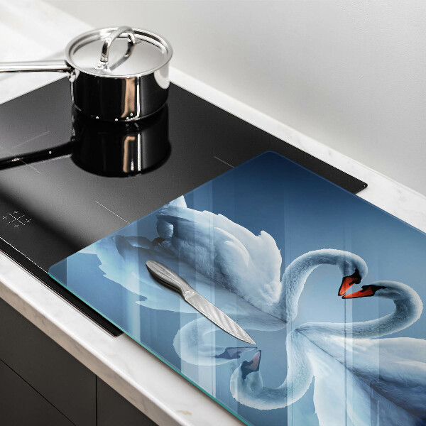 Cutting board Two swans heart