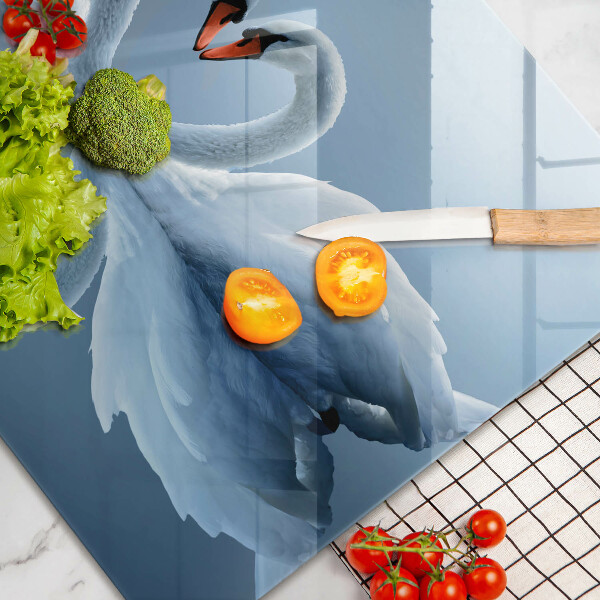 Cutting board Two swans heart