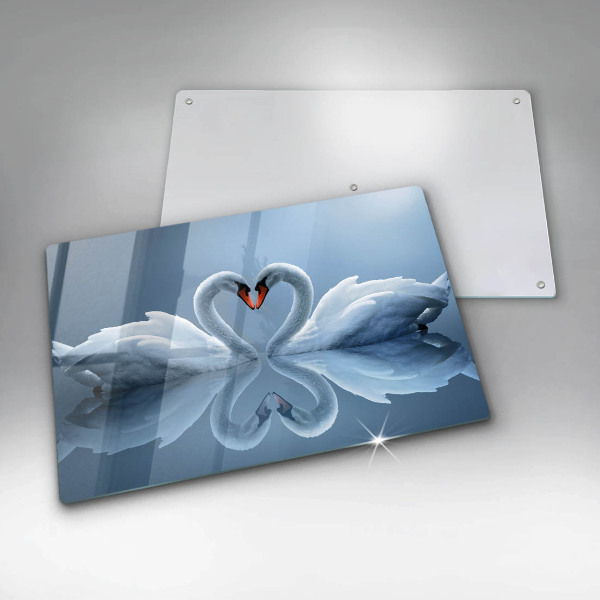 Cutting board Two swans heart