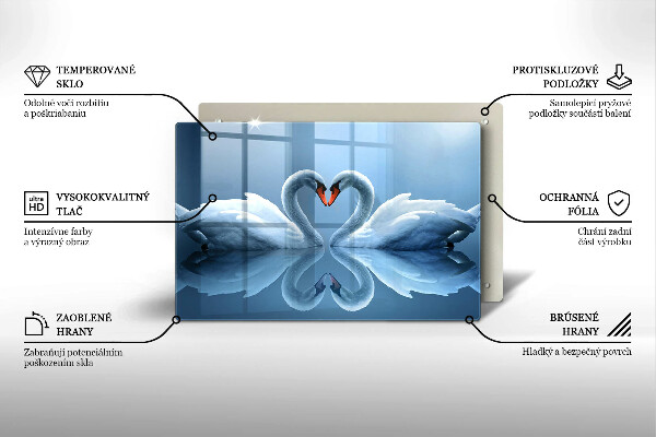Cutting board Two swans heart