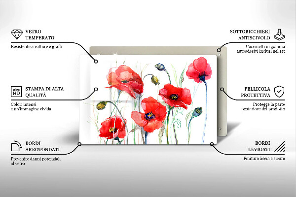 Cutting board Red flowers