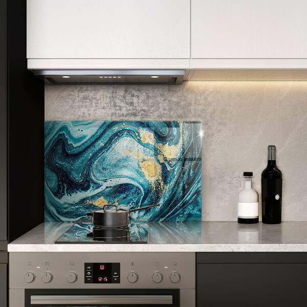 Chopping board glass Blue abstraction gold