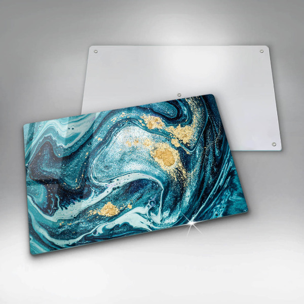 Chopping board glass Blue abstraction gold