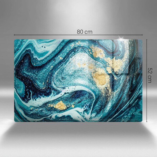 Chopping board glass Blue abstraction gold