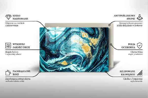 Chopping board glass Blue abstraction gold