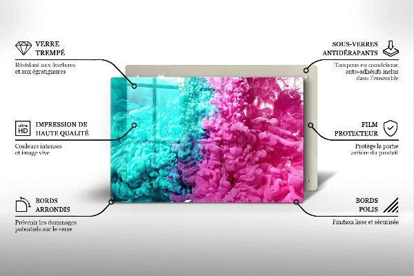 Chopping board glass Turkos-pink smoke