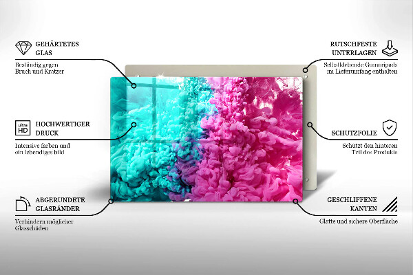 Chopping board glass Turkos-pink smoke