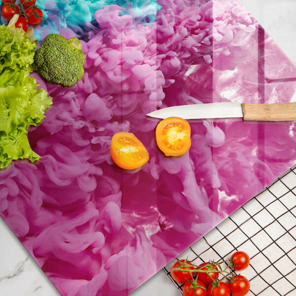 Chopping board glass Turkos-pink smoke