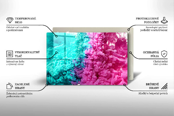 Chopping board glass Turkos-pink smoke