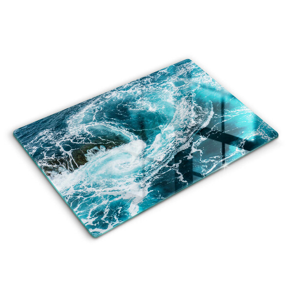 Chopping board glass Foamed water waves