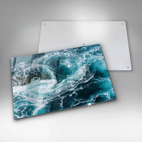 Chopping board glass Foamed water waves