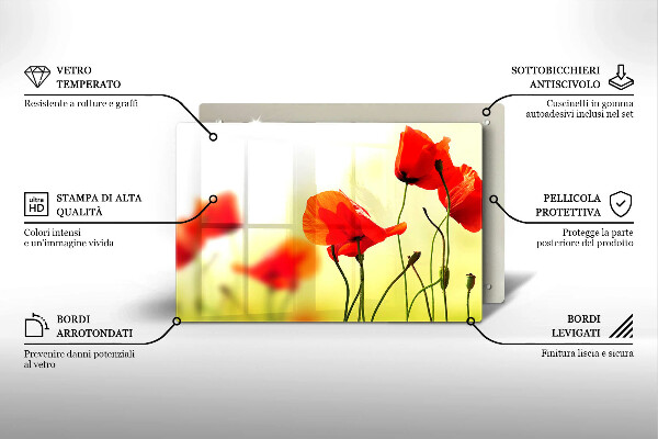 Cutting board Red flowers