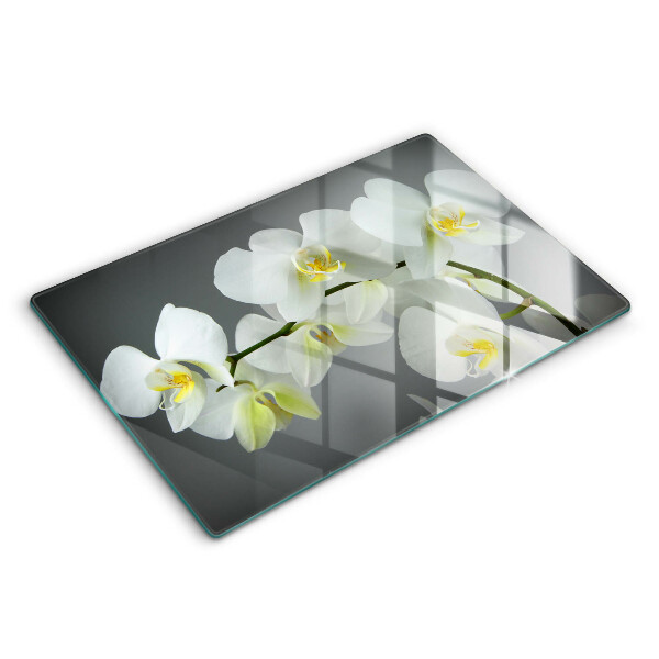 Cutting board White orchid flowers