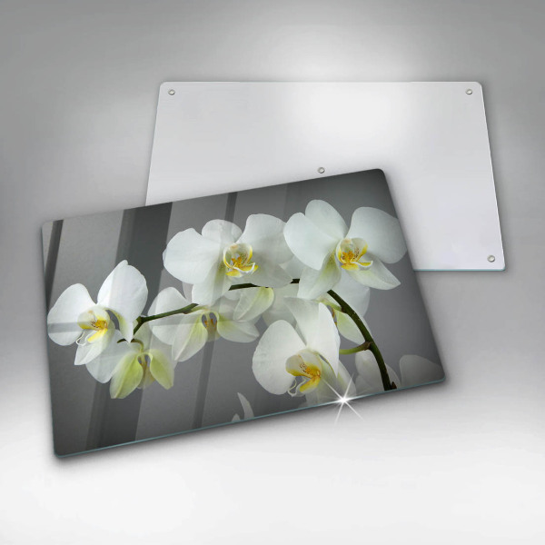 Cutting board White orchid flowers
