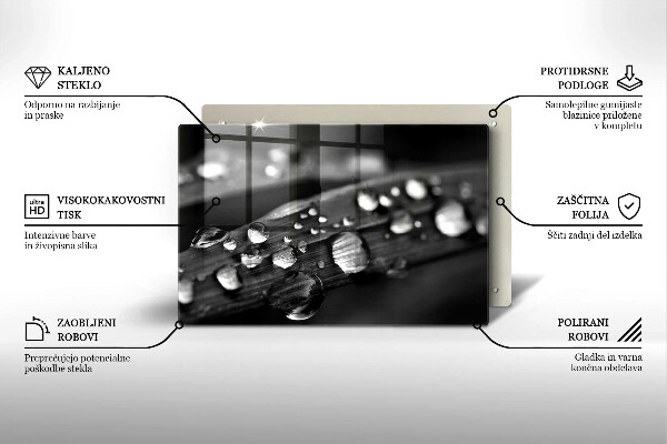 Worktop saver Drops of dew on the leaves